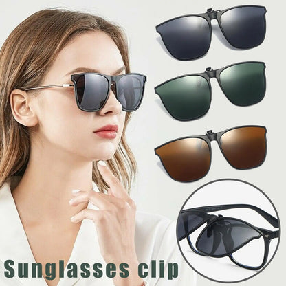New Polarized Flip-up Sunglasses Clips Retro Big Size