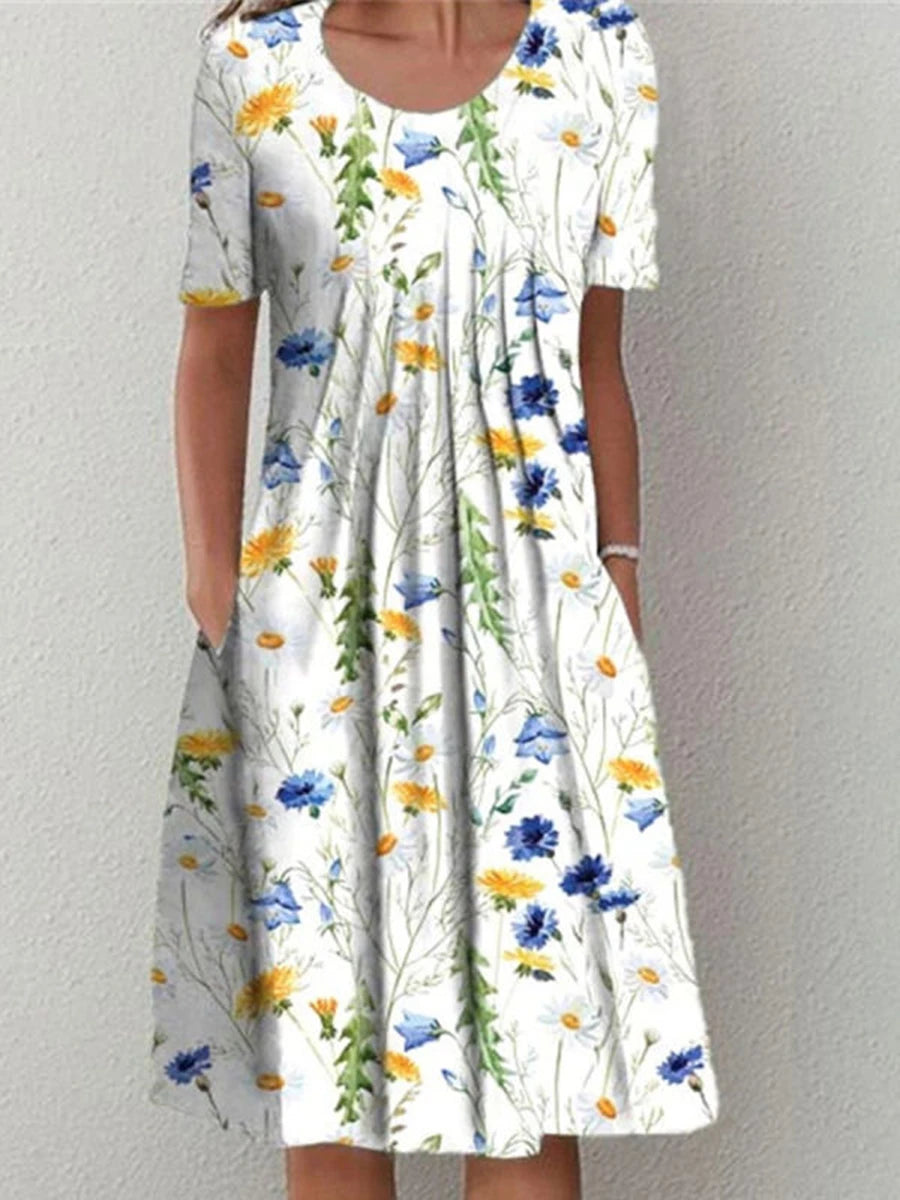 Fashion Elegant Summer Women Dress Loose Casual Dress Women Printed Dress