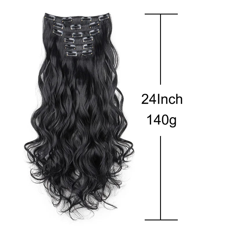 WIGSIN 24Inch Synthetic  Long Wavy Curly Clip-In Hair Extensions Hairpieces Daily Hair Accessories for Women