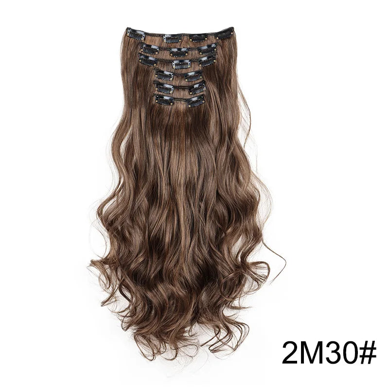 WIGSIN 24Inch Synthetic  Long Wavy Curly Clip-In Hair Extensions Hairpieces Daily Hair Accessories for Women