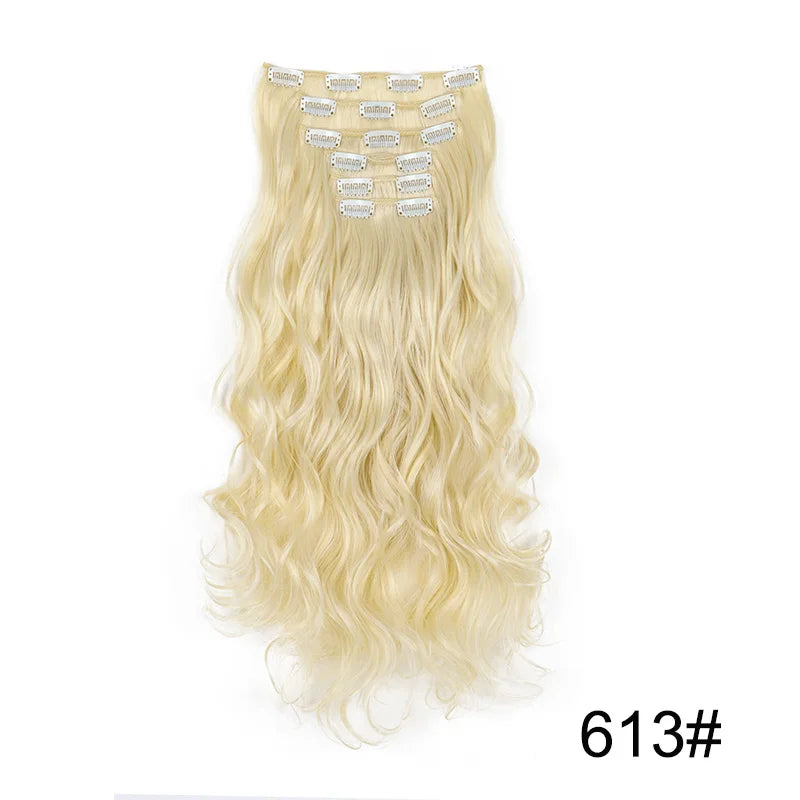 WIGSIN 24Inch Synthetic  Long Wavy Curly Clip-In Hair Extensions Hairpieces Daily Hair Accessories for Women