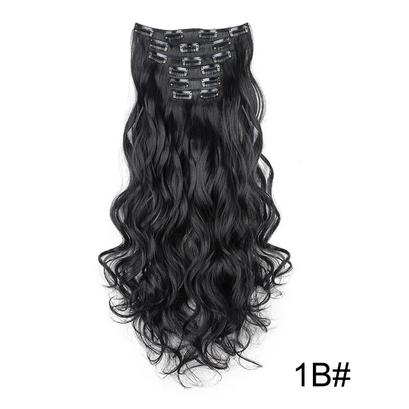 WIGSIN 24Inch Synthetic  Long Wavy Curly Clip-In Hair Extensions Hairpieces Daily Hair Accessories for Women