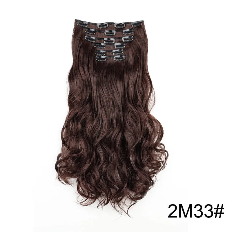 WIGSIN 24Inch Synthetic  Long Wavy Curly Clip-In Hair Extensions Hairpieces Daily Hair Accessories for Women