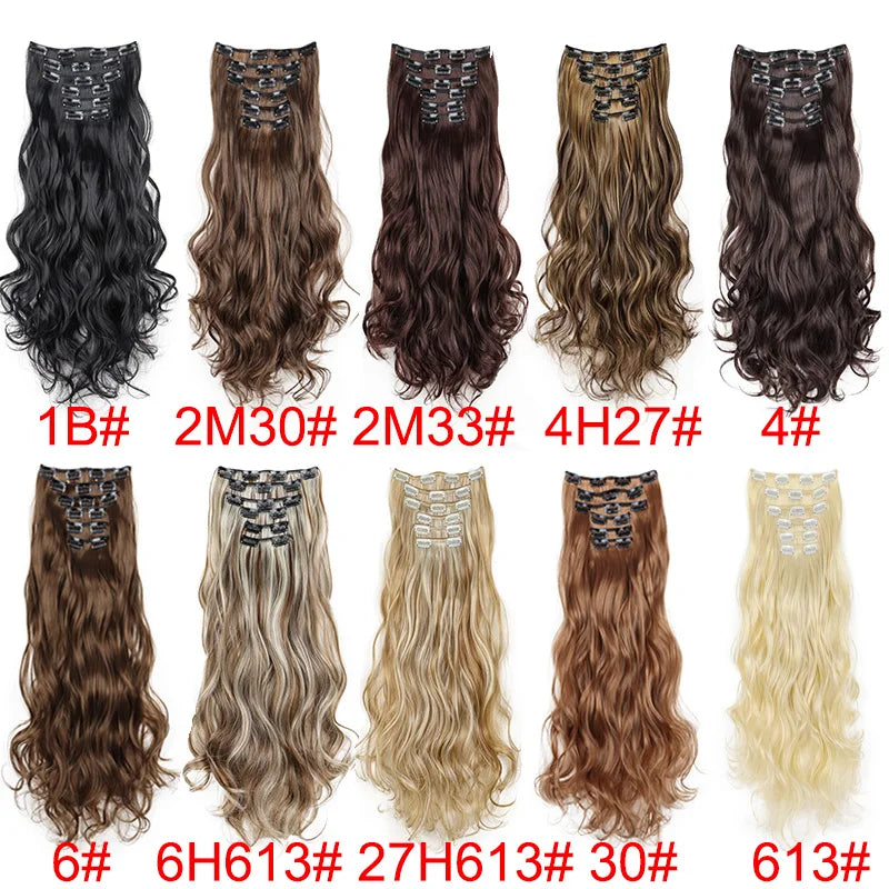 WIGSIN 24Inch Synthetic  Long Wavy Curly Clip-In Hair Extensions Hairpieces Daily Hair Accessories for Women