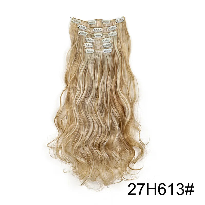 WIGSIN 24Inch Synthetic  Long Wavy Curly Clip-In Hair Extensions Hairpieces Daily Hair Accessories for Women