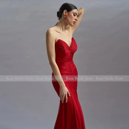 Classic Elegant Luxury Evening Dress 2024 Burgundy Net Pleat Ruched Valentine's Day Mermaid Sweetheart Women's Evening Gowns