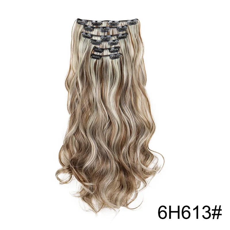WIGSIN 24Inch Synthetic  Long Wavy Curly Clip-In Hair Extensions Hairpieces Daily Hair Accessories for Women