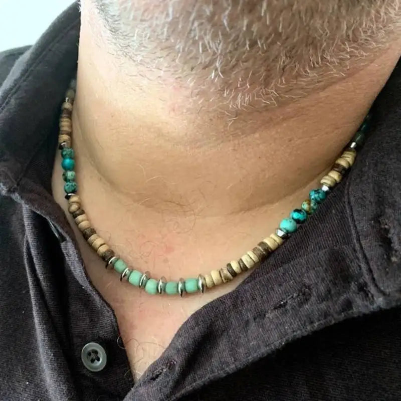 Mens Tribal Mens Summer Turquoise Necklace Mens Boho Necklace