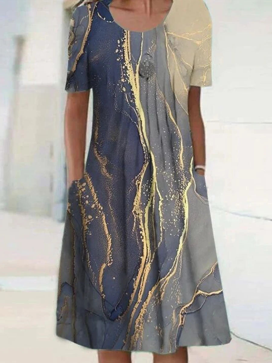 Fashion Elegant Summer Women Dress Loose Casual Dress Women Printed Dress