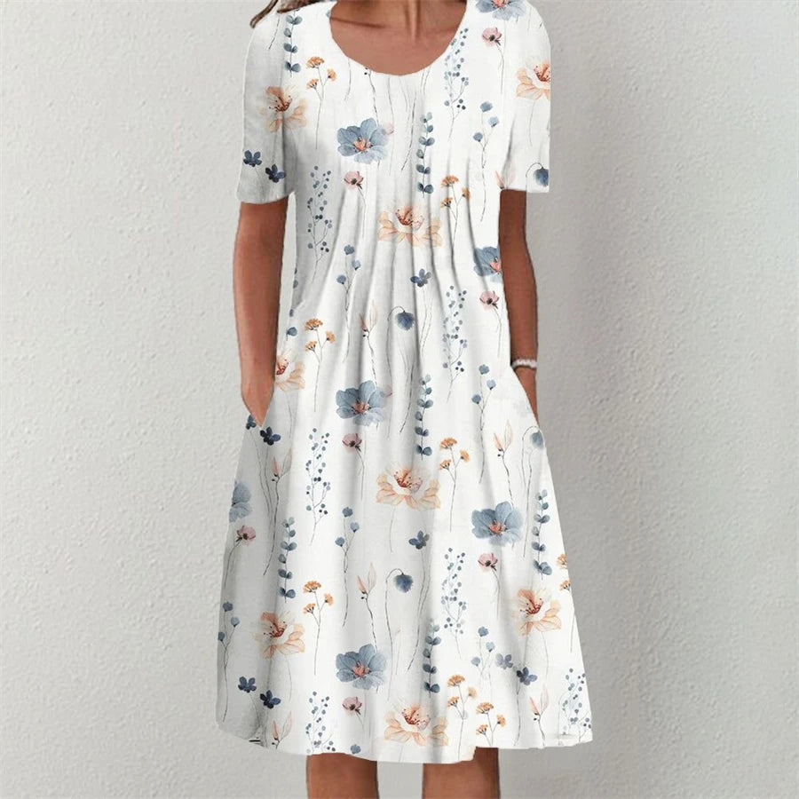 Fashion Elegant Summer Women Dress Loose Casual Dress Women Printed Dress
