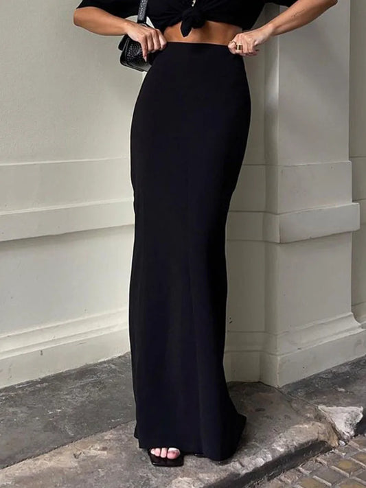 Fashion For Women Black Long Skirts High Waist Slim Seamless Elegant Ladies Gown