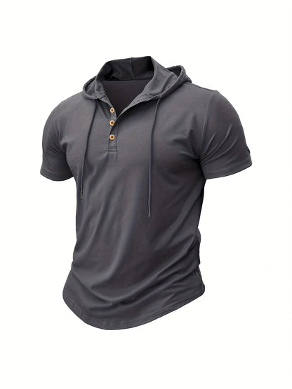 Men T Shirts  Summer Slim Fitness Hooded Short-Sleeved Bodybuilding Quick Dry Tshirt Male Gym Clothes Breathable Sports Tops