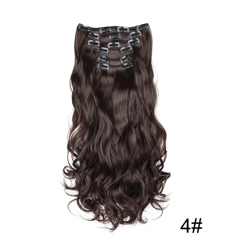 WIGSIN 24Inch Synthetic  Long Wavy Curly Clip-In Hair Extensions Hairpieces Daily Hair Accessories for Women