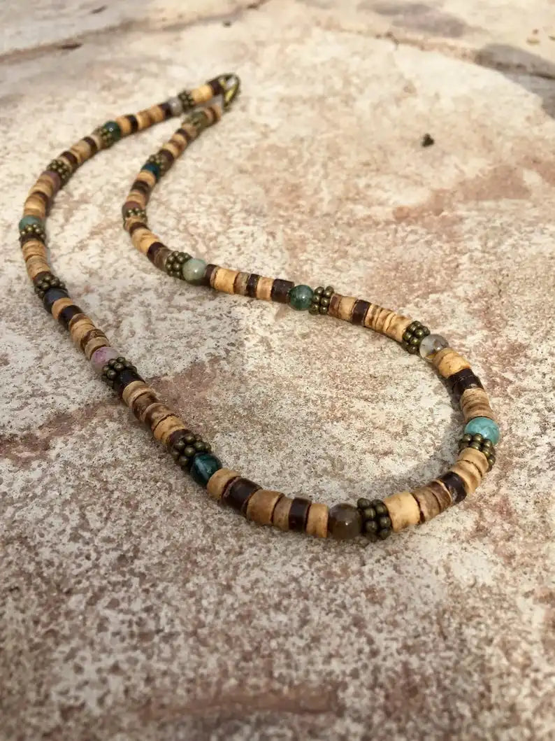 Mens Tribal Mens Summer Turquoise Necklace Mens Boho Necklace