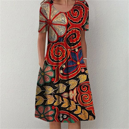 Fashion Elegant Summer Women Dress Loose Casual Dress Women Printed Dress