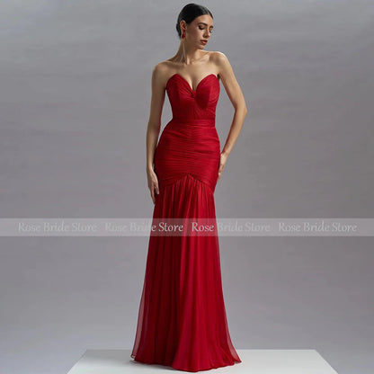 Classic Elegant Luxury Evening Dress 2024 Burgundy Net Pleat Ruched Valentine's Day Mermaid Sweetheart Women's Evening Gowns