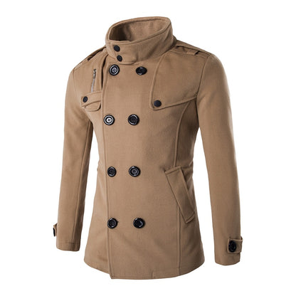 British Style Winter Coat Men's 2022 Brand New Double Breasted Trench