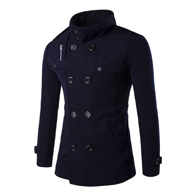 British Style Winter Coat Men's 2022 Brand New Double Breasted Trench